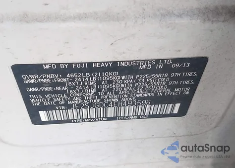 2014 Subaru Forester 2.0Xt Premium из США, поврежденный, VIN JF2SJGDC4EH493596